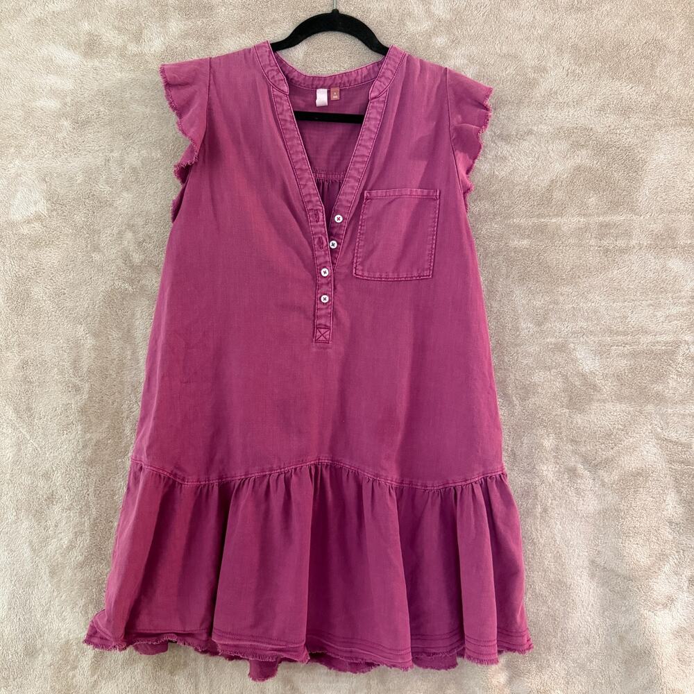 Anthropologie Pilcro Flounced Tunic Dress S Small Raspberry